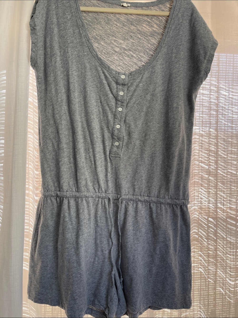 J. Crew Heather Gray Short-Sleeve Henley Romper